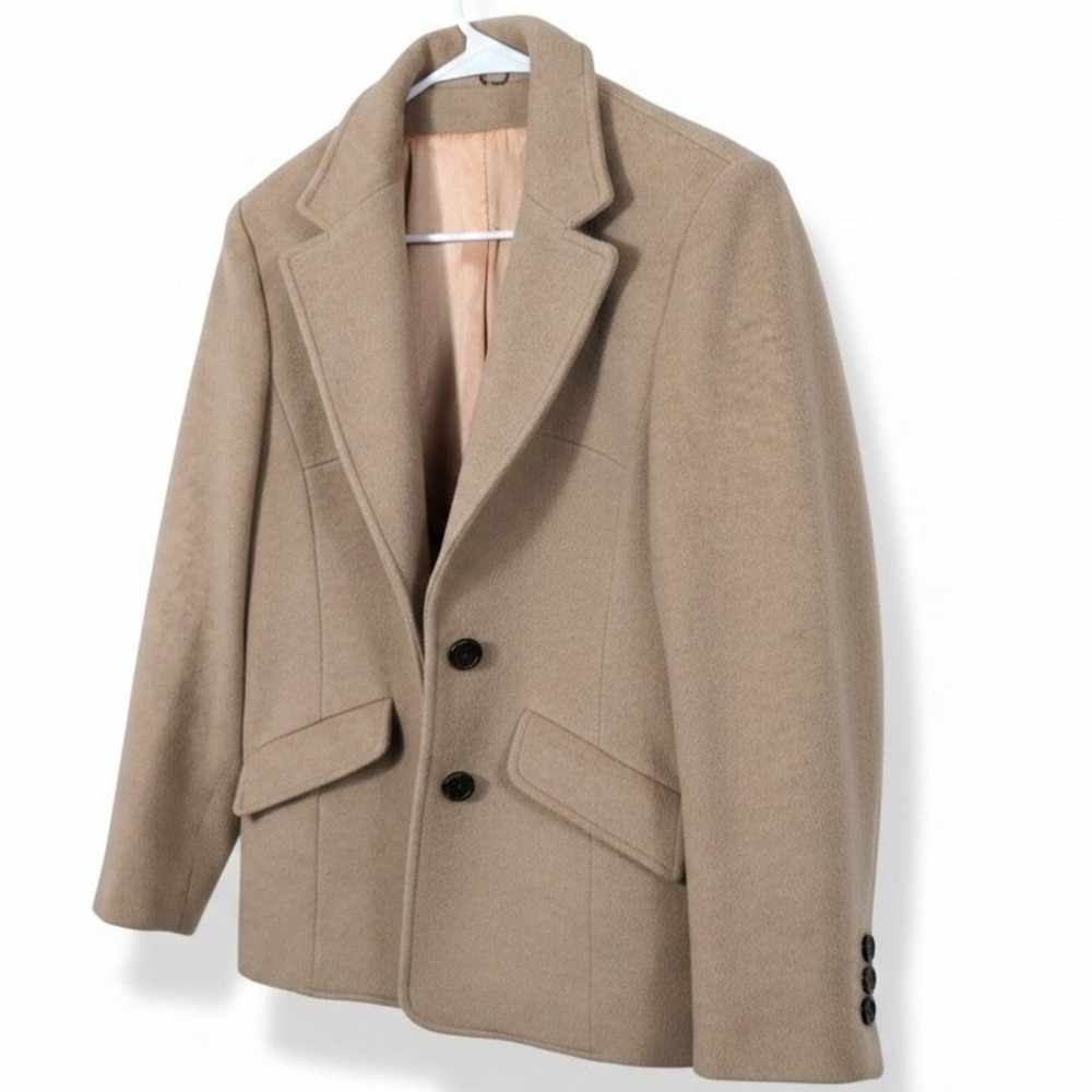 VTG 70s Carroll Reed England Cashmere Wool Blazer Jacket Tan Camel Sz M 12 Lined - Picture 4 of 12